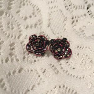 Betsey Johnson Rose Jeweled Earrings